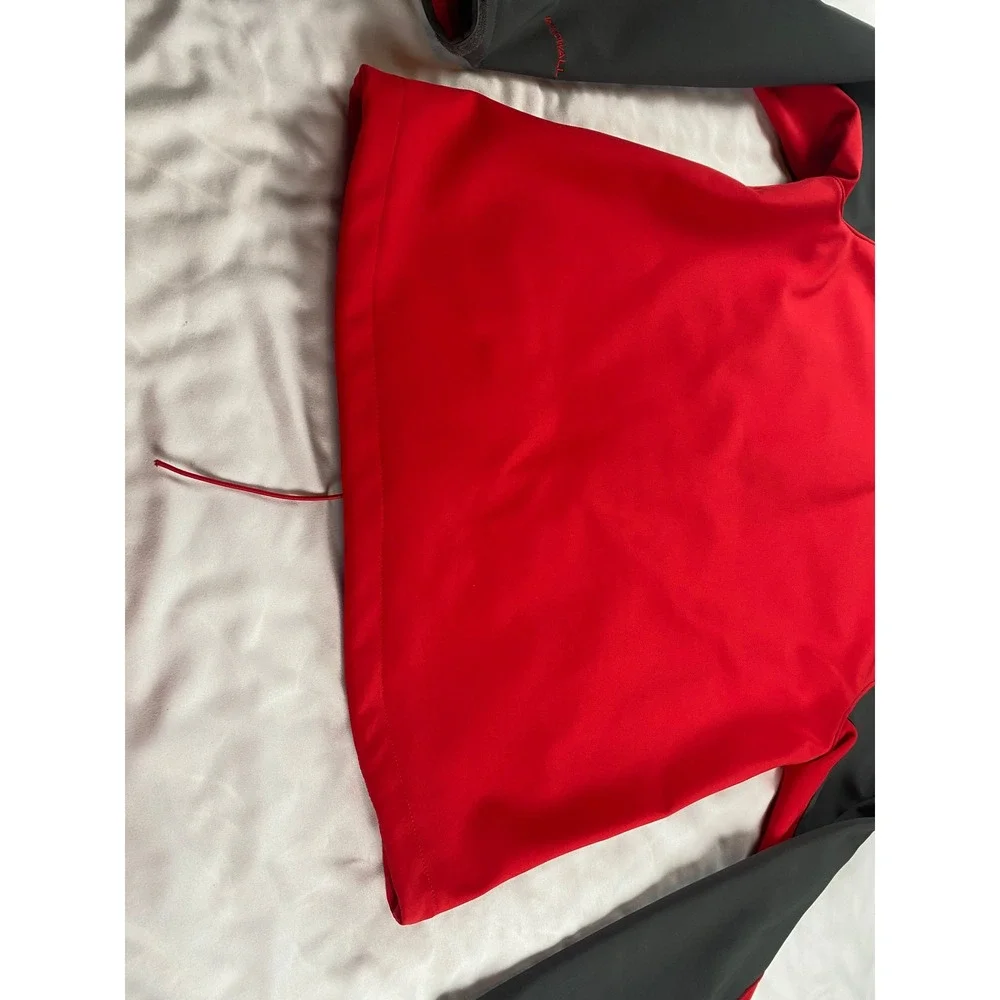 The North Face‎ WindWall Softshell Jacket Mens Small Red Gray Full Zip Hiking